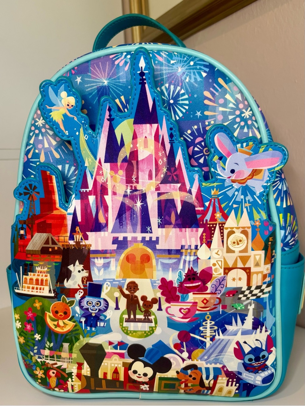 Loungefly Teal Blue Multicolor Disney Park Castle Backpack